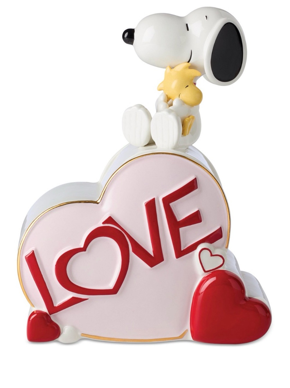 Lenox Peanuts Snoopy Woodstock LOVE Candy Jar 24K Gold NIB.